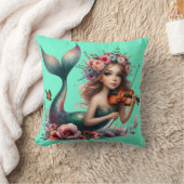 『マーメイド遊ズ・ヴァイオリンお洒落水中芸術』 クッション (ブランケット)