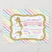 マーメイド金ゴールドグリッターレインボーストライプ招待状 招待状 (正面/裏面)