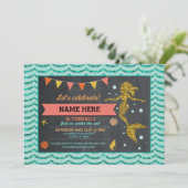 マーメイド金ゴールドコーラルグリッター招待状 招待状 (スタンド正面)