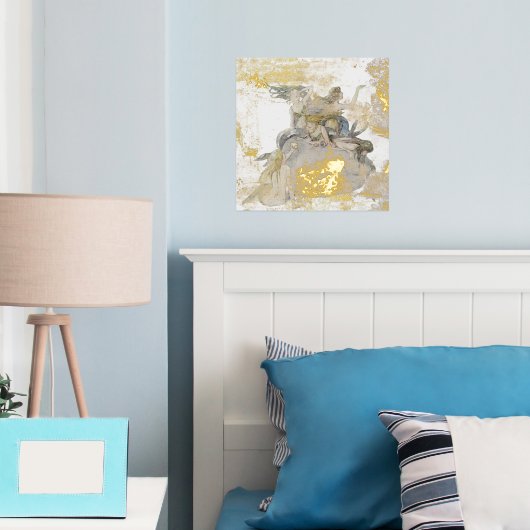 マーメイド金ゴールドシルバー動揺してヴィンテージファンタジー海 箔ポスター (インサイチュ (寝室))