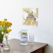 マーメイド金ゴールドシルバー動揺してヴィンテージファンタジー海 箔ポスター (レイダウン (キッチン))