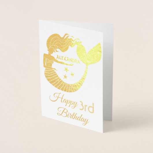 マーメイド金ゴールド3rd誕生日 箔カード (正面)