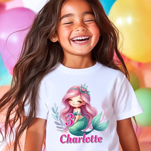 マーメイド風カスタムネーム 誕生日ギフト 女子 Tシャツ