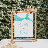 マーメイド魅力的デザート誕生日サイン ポスター