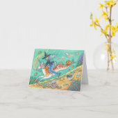 マーメイド魔女ハロウィーンマーホースノートカ空白のード カード (黄色い花)