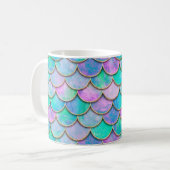 マーメイド魚鱗ウェーブ日本シームレスパターン。 コーヒーマグカップ (正面左)