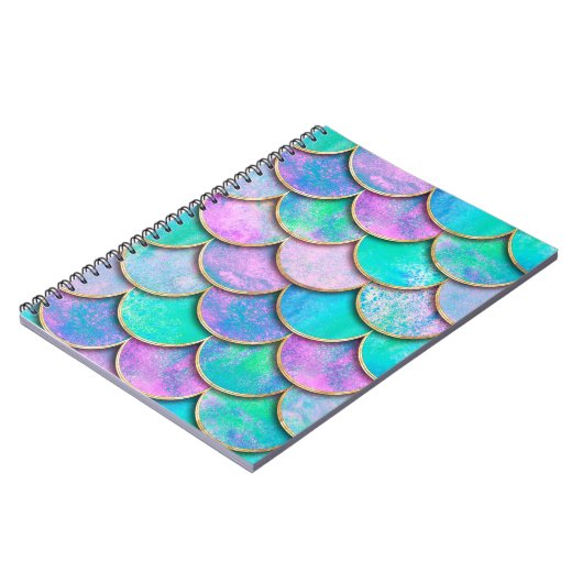 マーメイド魚鱗ウェーブ日本シームレスパターン。 ノートブック (左側)