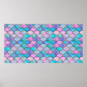 マーメイド魚鱗ウェーブ日本シームレスパターン。 ポスター (正面)