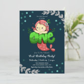 マーメイド1歳の誕生日かわいいピンク 招待状 (スタンド正面)