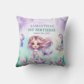 マーメイド1歳の誕生日シーパープルの下 クッション (裏面)