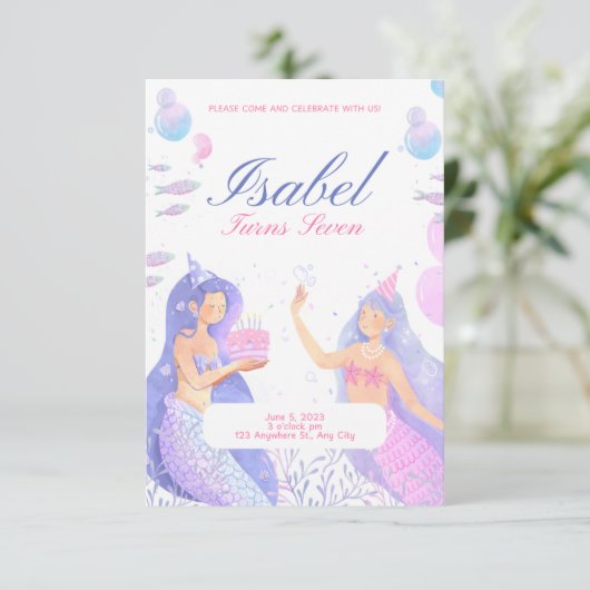 マーメイド1歳の誕生日 招待状 (スタンド正面)