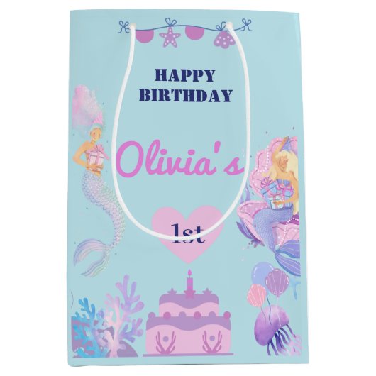 マーメイド1stバースデーアンダーシー抱き枕 ミディアムペーパーバッグ (正面)