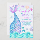 マーメイド1stバースデーオンダーザシーパーティー 招待状 (正面)