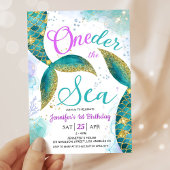 マーメイド1stバースデーパープルティール(緑がかった色)オーダーザシー 招待状