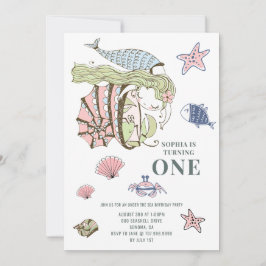マーメイド1st誕生日パーティの招待状 招待状