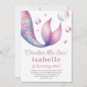 マーメイド1st誕生日パーティーオンダーザシーガール 招待状 (正面)