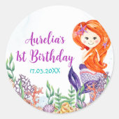 マーメイド1st誕生日パーティーオンダーザシー ラウンドシール (正面)