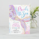 マーメイド1st誕生日パーティーパープルオンダーザシー 招待状 (スタンド正面)