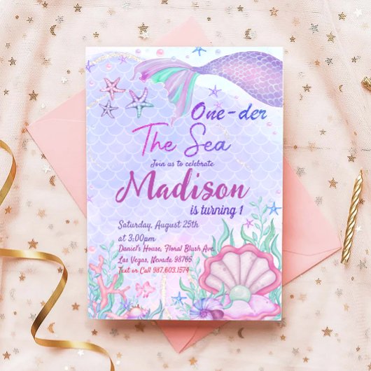 マーメイド1st誕生日パーティーワンダーザシーパーティー 招待状