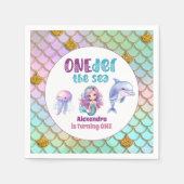 マーメイド1st誕生日パーティーワンダーザシーマーメイド スタンダードカクテルナプキン (正面)