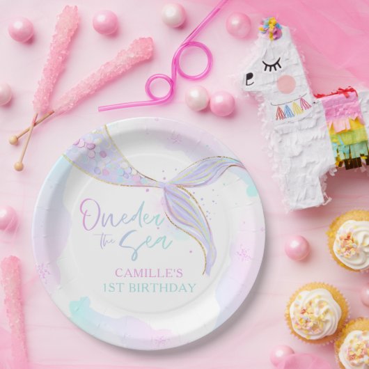 マーメイド1st誕生日パーティーワンダーザシーマーメイド ペーパープレート (パーティー)