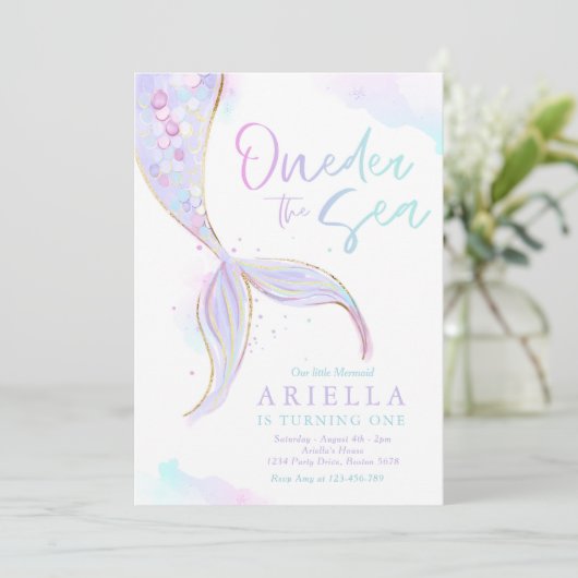 マーメイド1st誕生日パーティーワンダーザシーマーメイド 招待状 (スタンド正面)