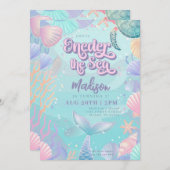 マーメイド1st誕生日パーティーワンダーザシーマーメイド 招待状 (正面/裏面)