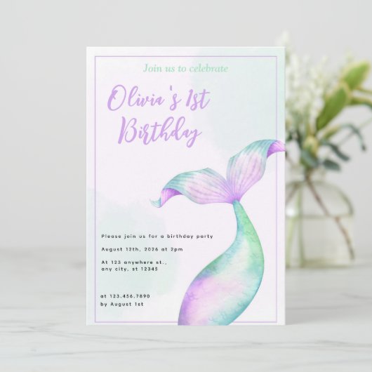 マーメイド1st誕生日パーティーワンダーザシーマーメイド 招待状 (スタンド正面)