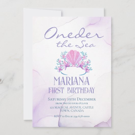 マーメイド1st誕生日パーティーワンダーザシーマーメイド 招待状 (正面)
