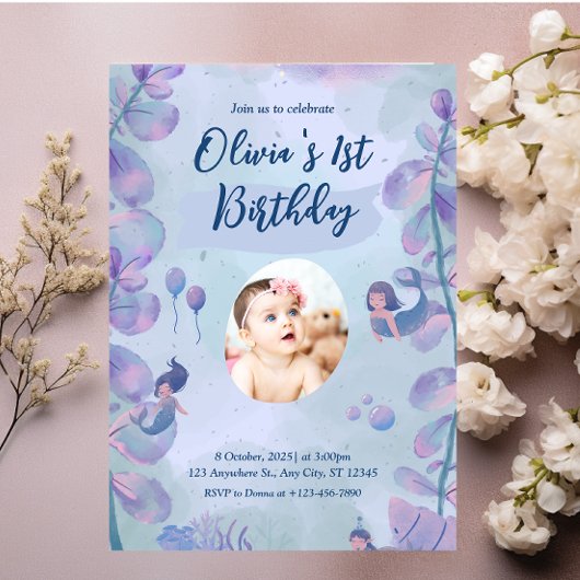 マーメイド1st誕生日パーティーワンダーザシーマーメイド 招待状