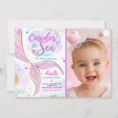 マーメイド1st誕生日パーティーワンダーザシーマーメイド 招待状 (正面)