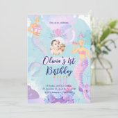 マーメイド1st誕生日パーティーワンダーザシーマーメイド 招待状 (スタンド正面)