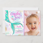マーメイド1st誕生日パーティーワンダーザシーマーメイド 招待状 (正面)