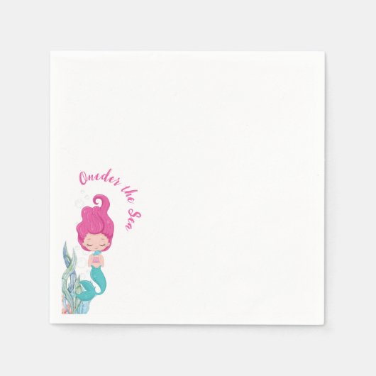 マーメイド1st誕生日パーティーワンダーザシー スタンダードカクテルナプキン (正面)