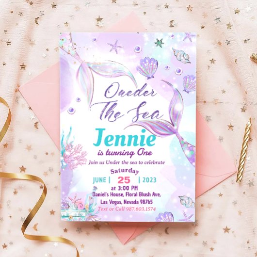 マーメイド1st誕生日パーティーワンダーザシー 招待状