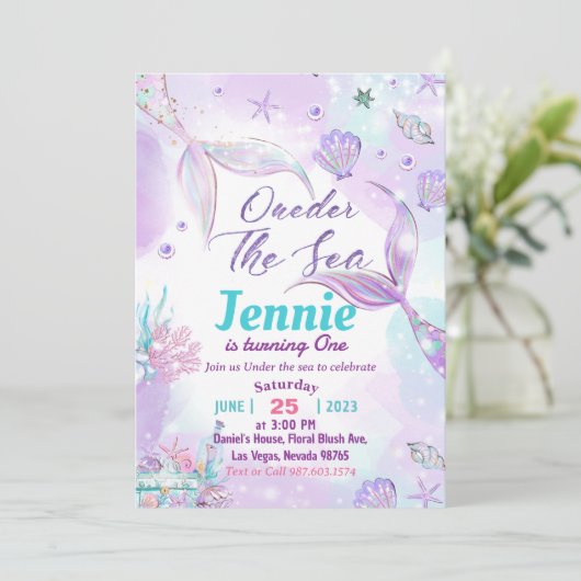 マーメイド1st誕生日パーティーワンダーザシー 招待状 (スタンド正面)