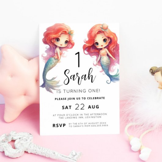 マーメイド1st誕生日パーティー 招待状