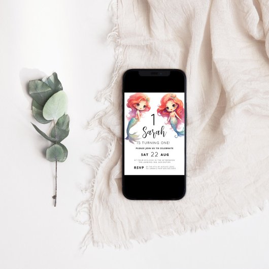 マーメイド1st誕生日パーティー 招待状