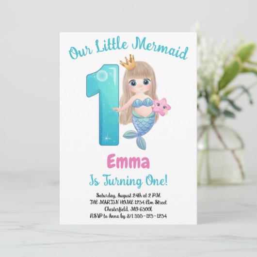 マーメイド1st誕生日パーティー 招待状 (スタンド正面)