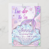 マーメイド1st誕生日ワンダーザシーパーティー 招待状 (正面)