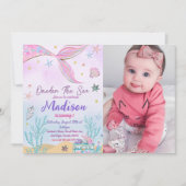 マーメイド1st誕生日ワンダーザシーパーティー 招待状 (正面)