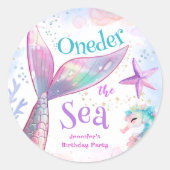 マーメイド1st誕生日ワンダーザシーピンクパープル ラウンドシール (正面)