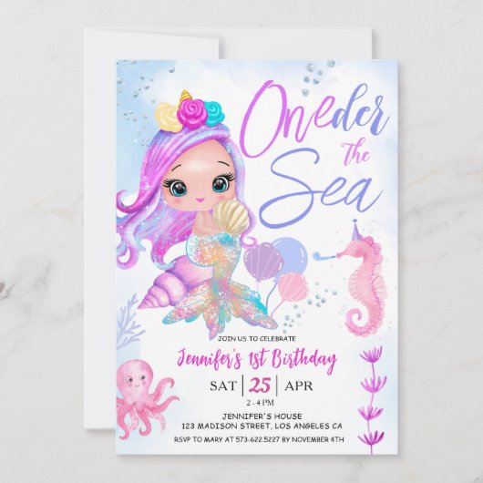 マーメイド1st誕生日ワンダーザシーマーメイド 招待状 (正面)