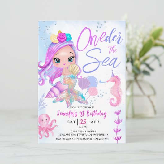 マーメイド1st誕生日ワンダーザシーマーメイド 招待状 (スタンド正面)