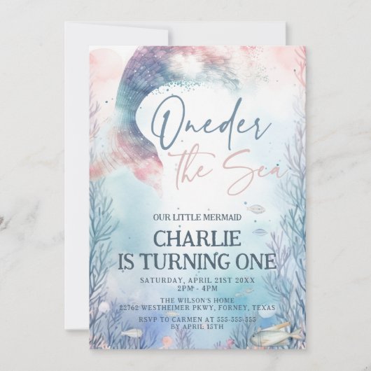 マーメイド1st誕生日ワンダーザ海1st誕生日 招待状 (正面)