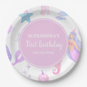 マーメイド1st誕生日海&シーライフパーティー ペーパープレート (正面)