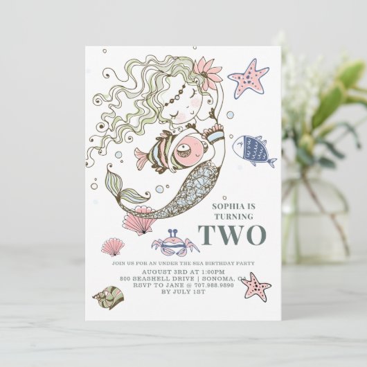 マーメイド2nd誕生日パーティの招待状 招待状 (スタンド正面)