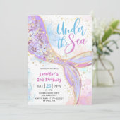 マーメイド2nd誕生日パーティーパープル海の下 招待状 (スタンド正面)