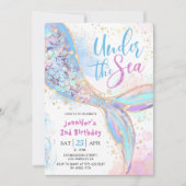 マーメイド2nd誕生日パーティーブルー・アンダーザシー 招待状 (正面)