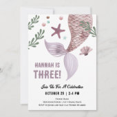 マーメイド3rdバースデーシーパープル招待状 招待状 (正面)